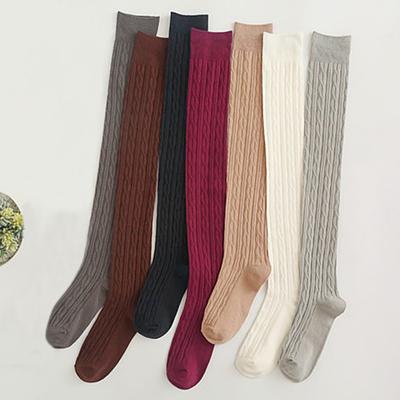 Calze Lunghe a Coscia Lavorate a Maglia da Donna Colore Unico Invernali Calde per Donna Ragazza Calzetteria Calzini Regali