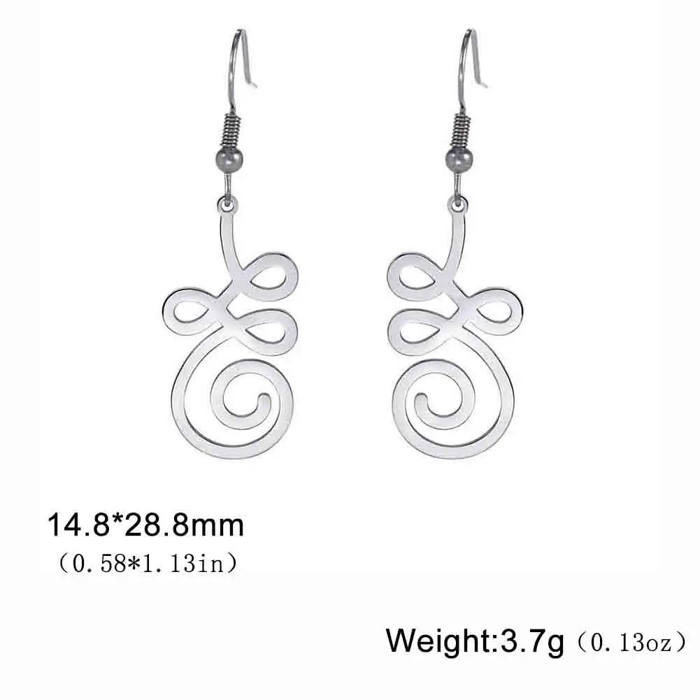 Skyrim Unalome Lotus Flower Dangle Earrings Stainless Steel Yoga Buddhism Pendant Drop Earring Spiritual Jewelry Gift for Women