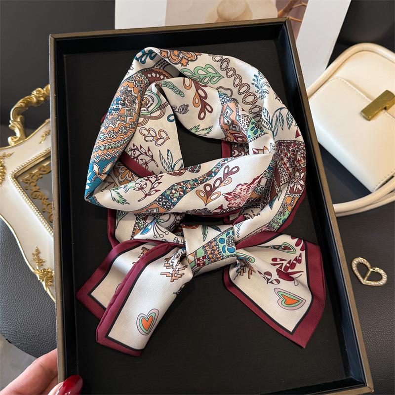 New Fashion Skinny Silk Scarf for Women Hair Ribbons Headbands Bandana Female Bag Wrist Wrap Neckerchief Foulard Neck Ties