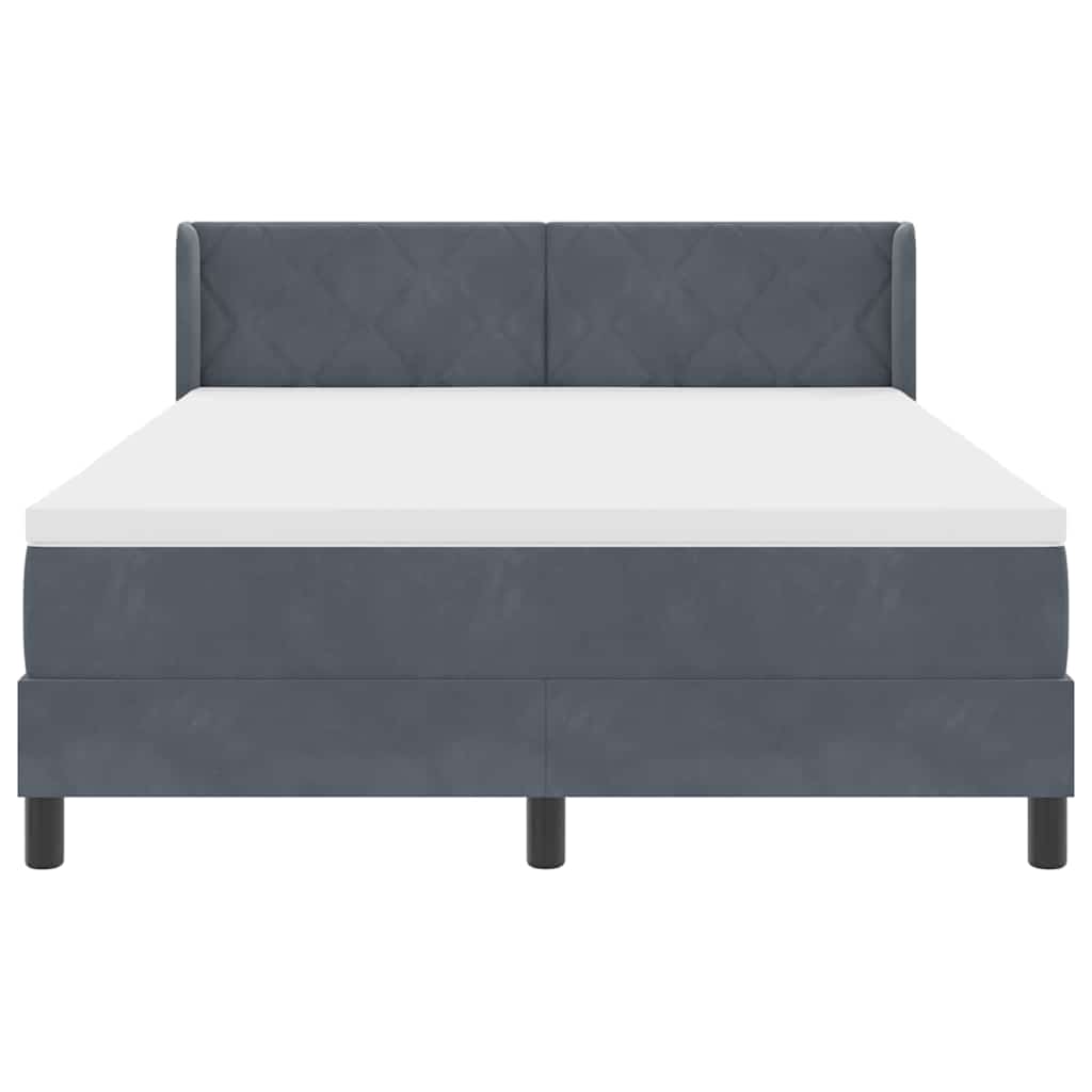 Box Spring Bed with Headboard Dark Grey 200 x 140 cm Velvet