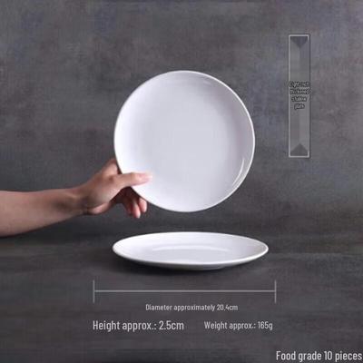 SPSR 8-Inch Melamine Round Dinner Plates (Pack of 10)