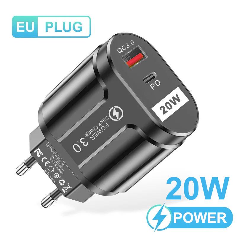 PD33W GaN QC3.0 Multi-Port EU Charger 9V/12V Fast Charging Adapter