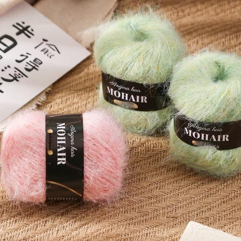 2 Stück mehrfarbiges Alpaka-Mohair Gradient gefärbtes Mohair Handgestricktes mittelschweres Muster Babywolle Schal/Decke