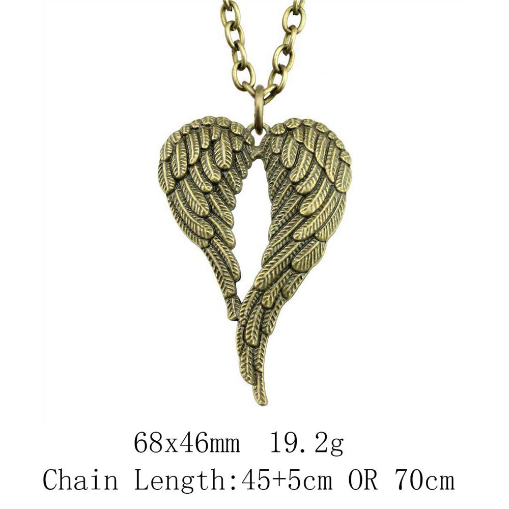 Vintage Angel Wing Pendant Necklace Alloy Feather Guardian Charm Necklaces Blessing Jewelry Gift For Making