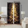 Christmas Tree Print Curtains Rod Hole Design For Easy Hanging Perfect For Living Room Bedroom Office Polyester Home 2Pcs Golden