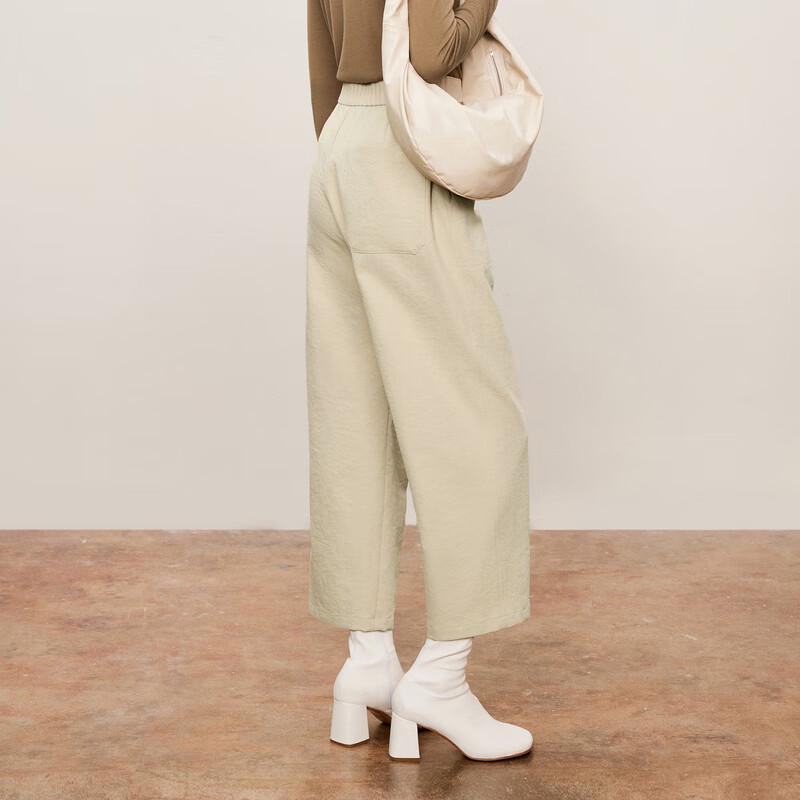 LESS Women's 2024 Autumn Paper Khaki Straight Cropped Pants