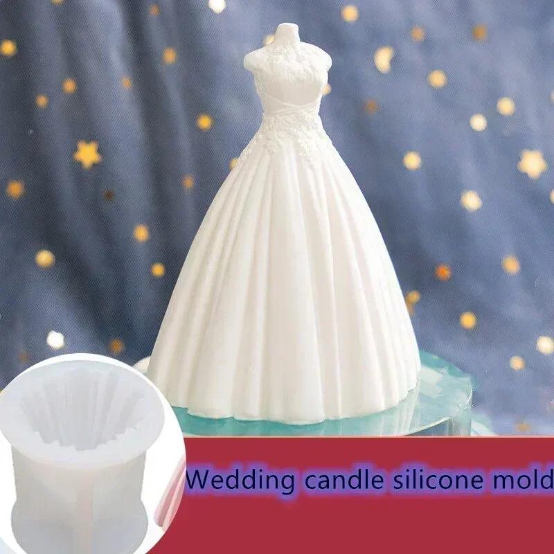 Handgefertigte Formen Einfache Silikonform Hochzeitskleidform Kerze Kuchen Dekoration DIY Aromatherapie Zubehör Kreative Geschenke