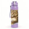 1PC Leopard Cat Realistic Rest Portrait Print 750ml Color Plastic Sports Water Bottle Leakproof Flip Straw Lid Suitable for Sports Office Home Use