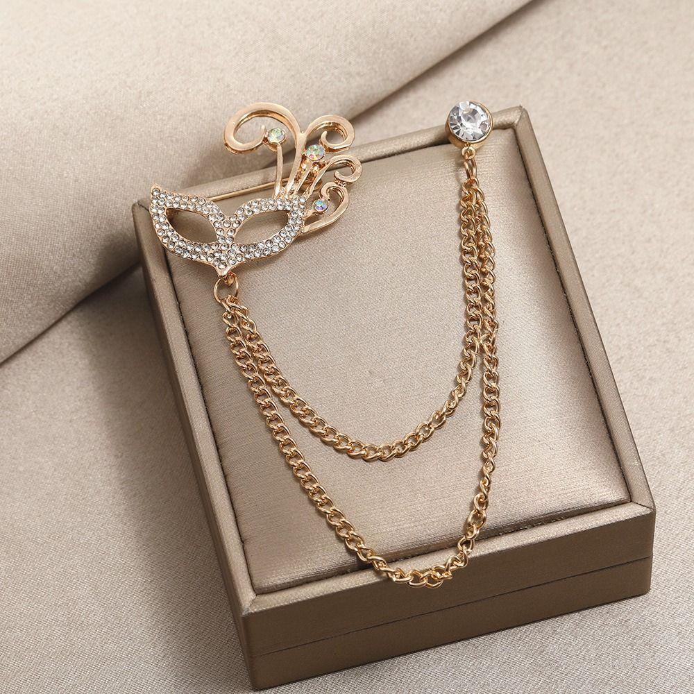 

Мужские и женские инкрустированные бриллиантами аксессуары в корейском стиле, куртка с булавкой в ​​виде животного, декоративная брошь-маска