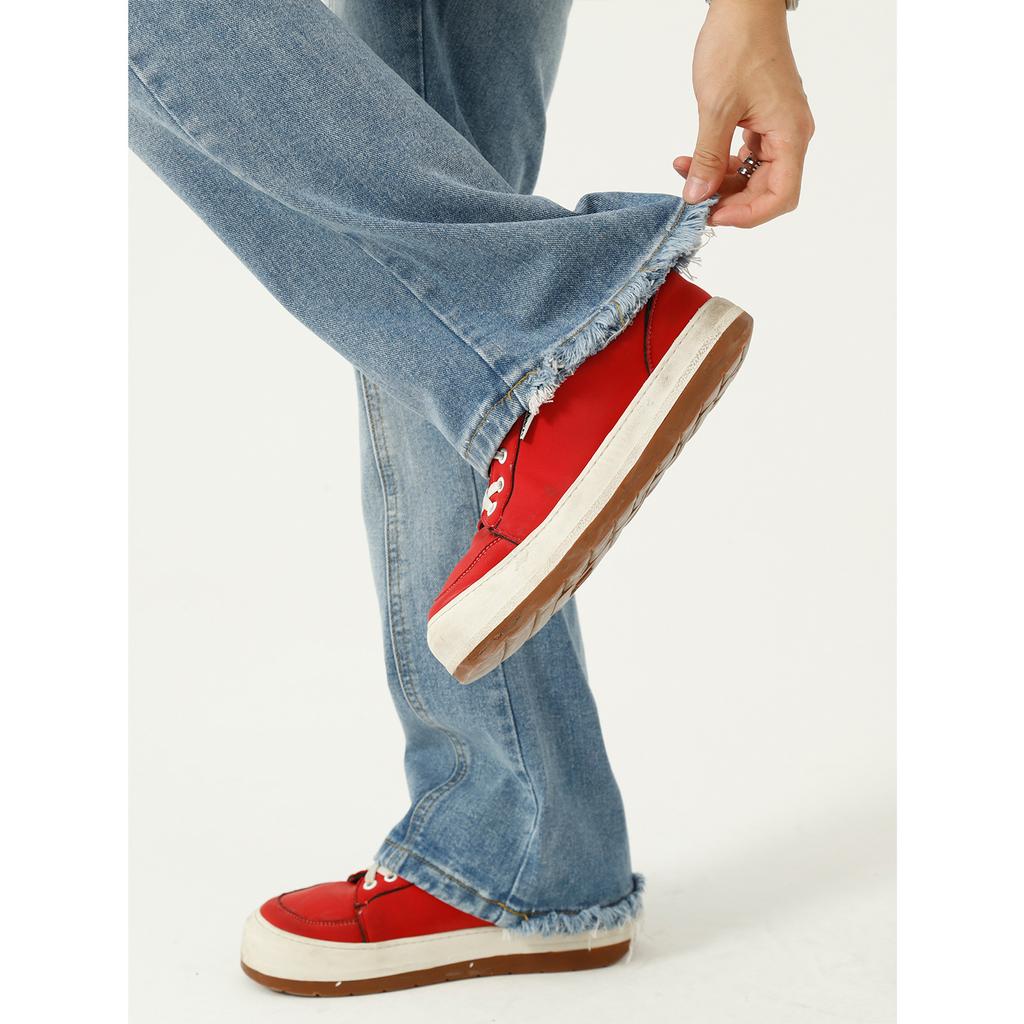 Men's Four Seasons New Korean Edition Loose Micro Horn Fashion Personalized Ragged Edge Jeans for Men