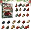24denní odpočítávací krabička Vintage náklaďák Adventní kalendář, Vánoční sada s retro rodinnou aktivitou Pickup ozdoby, 2D akrylová závěsná dekorace pro statek
