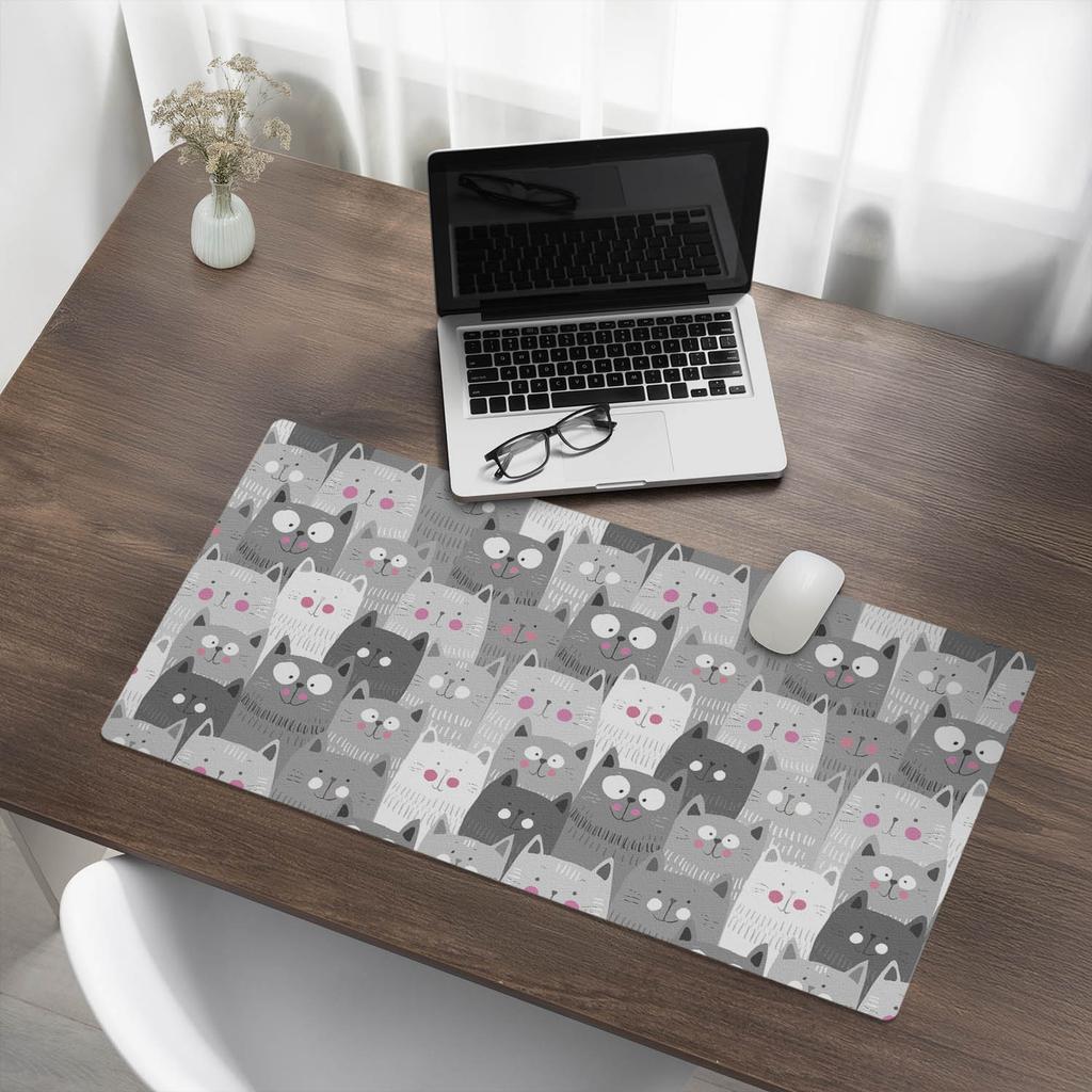 Desk Pad for Graphic Designers and Designers Cute Cats Pattern 90x45 Cm