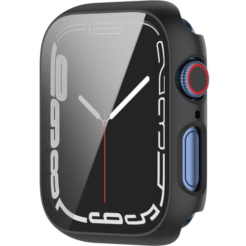 2in1 Case + Tempered Glass for Apple Watch 7/8/9 45MM, Black