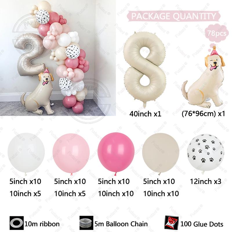 78pcs New Standing 3D Cartoon Dogs Claw Bulldog Shepherd Poodle Puppy Pet Theme Birthday Party Decoration Forest Animals Balloon