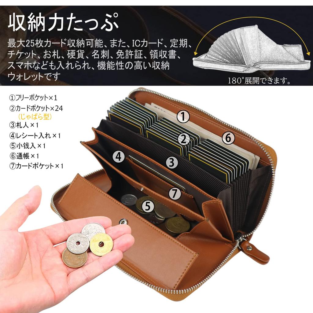 Jxleichi Long Made with Genuine Tochigi YKK Vertical Card Holds 25 Coin Crafted by Top Wallet Ideal for Men and Ideal for Good Fortune Men's Wallet,
