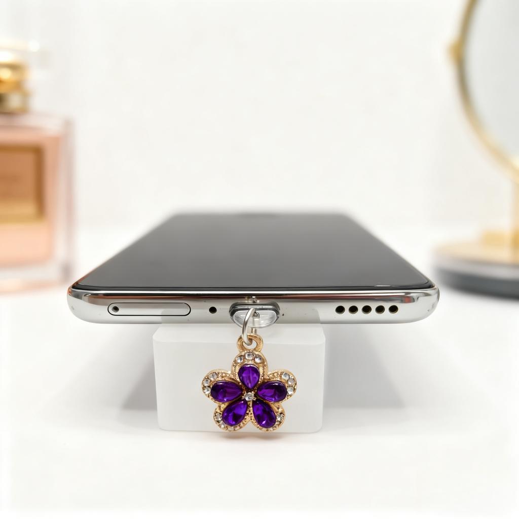 Luxurious Purple Flower Phone Dust Plug Pendant, Enhances the Fashion Sense of Your Phone, Phone Decoration Pendant, Exquisite Pendant, Small Gift