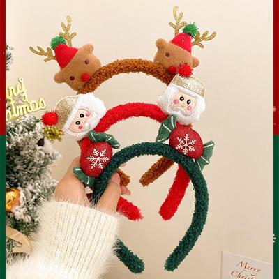 Christmas Plush Headband: Cute Versatile Hair Accessory for Girls.