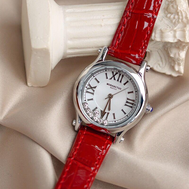 Yang Mitong Happy Diamond Mobile Seven Diamond Watch Ladies Light Luxury Niche Waterproof High Value Leather Women'S Watch