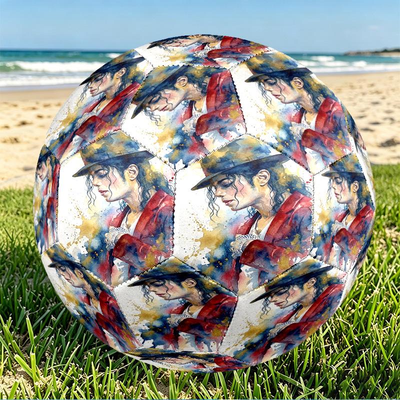 Michael Jackson Print Size 5 Soccer Ball, PU Wear Resistant Football for Match Training and Daily Practice, Birthday Gift for Soccer Fans