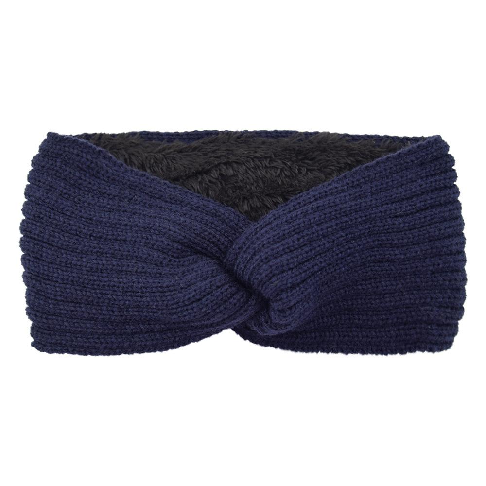 Wide Cross Fleece Lined Knitted Headbands For Woman Solid Warm Hairband Elastic Sports Yoga Headwear Girls Hair Accessories New