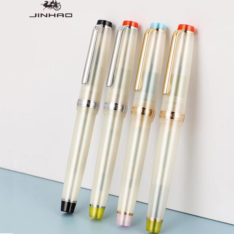 Jinhao 82 DIY Transparency Fountain Pen Acrylic Ink Spin Golden EF/F Nib Elegante Business Office School Supplies Writing Pen