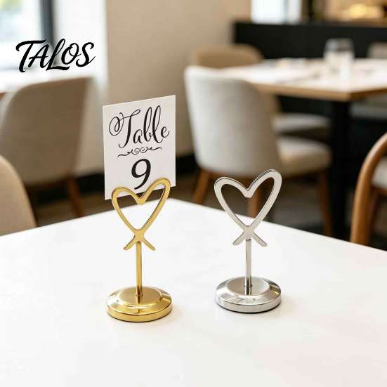 Table Decoration Accessories Hollow Heart Number Holder, Love Place Card Stand, Metal Stand Clip for Photos, Food Signs, Memo Notes, Weddings,