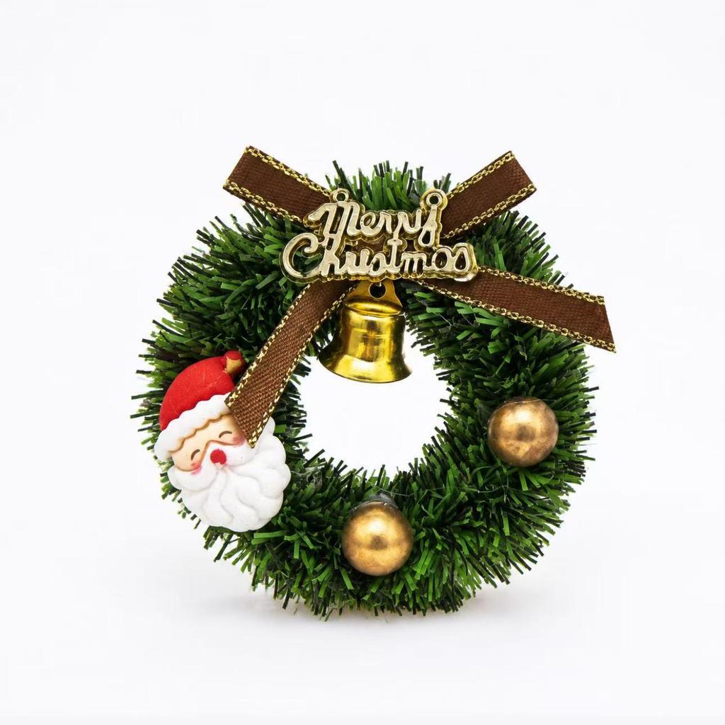 Mini Grass Christmas Wreath Dollhouse Decoration - Holiday Accessories