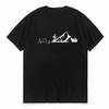 Unisex Mountain ECG Graphic T Shirt Summer Casual Short Sleeved TShirt Outdoor for Hiking Camping Breathable Round Neck Top Tees