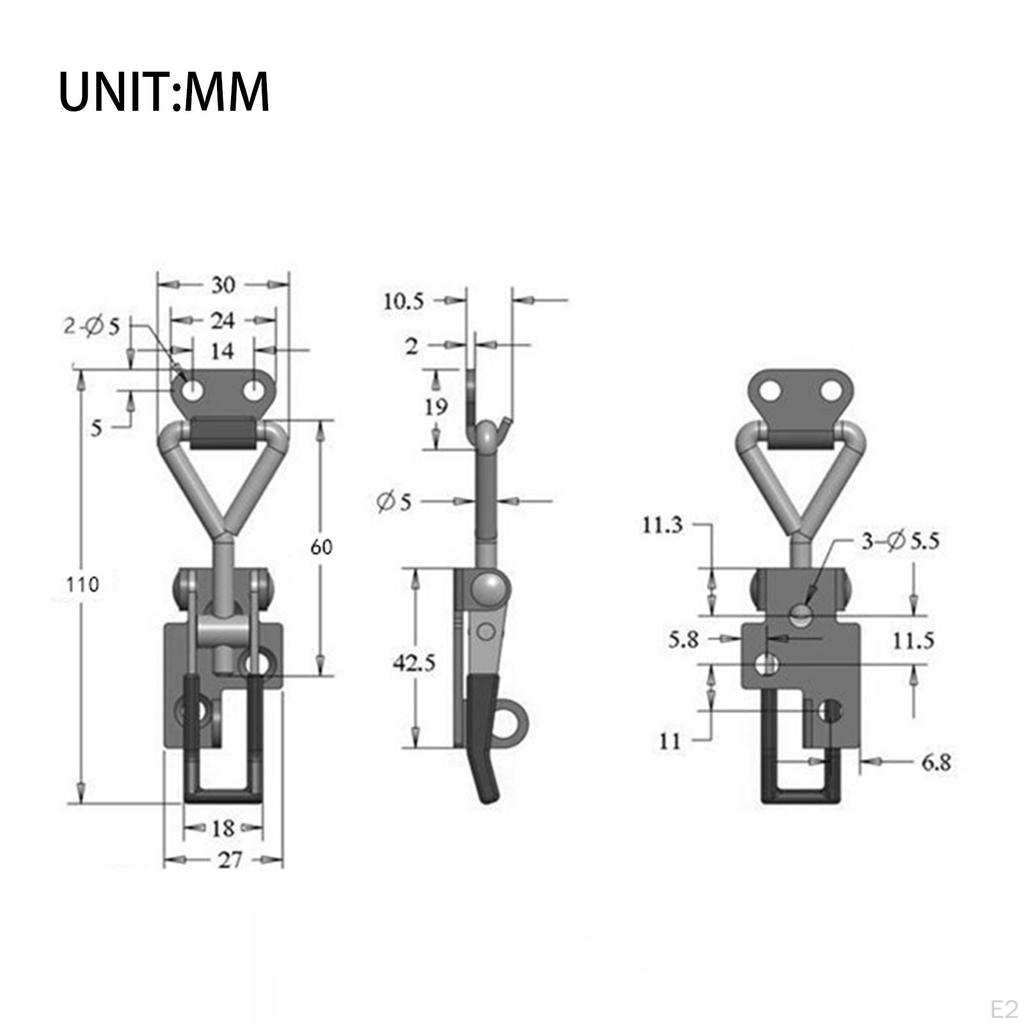 4 Pieces Toggle Clamps Cabinet Boxes Lever Handle Black Iron Quick Release Hand Tool Pull Hasp Latch