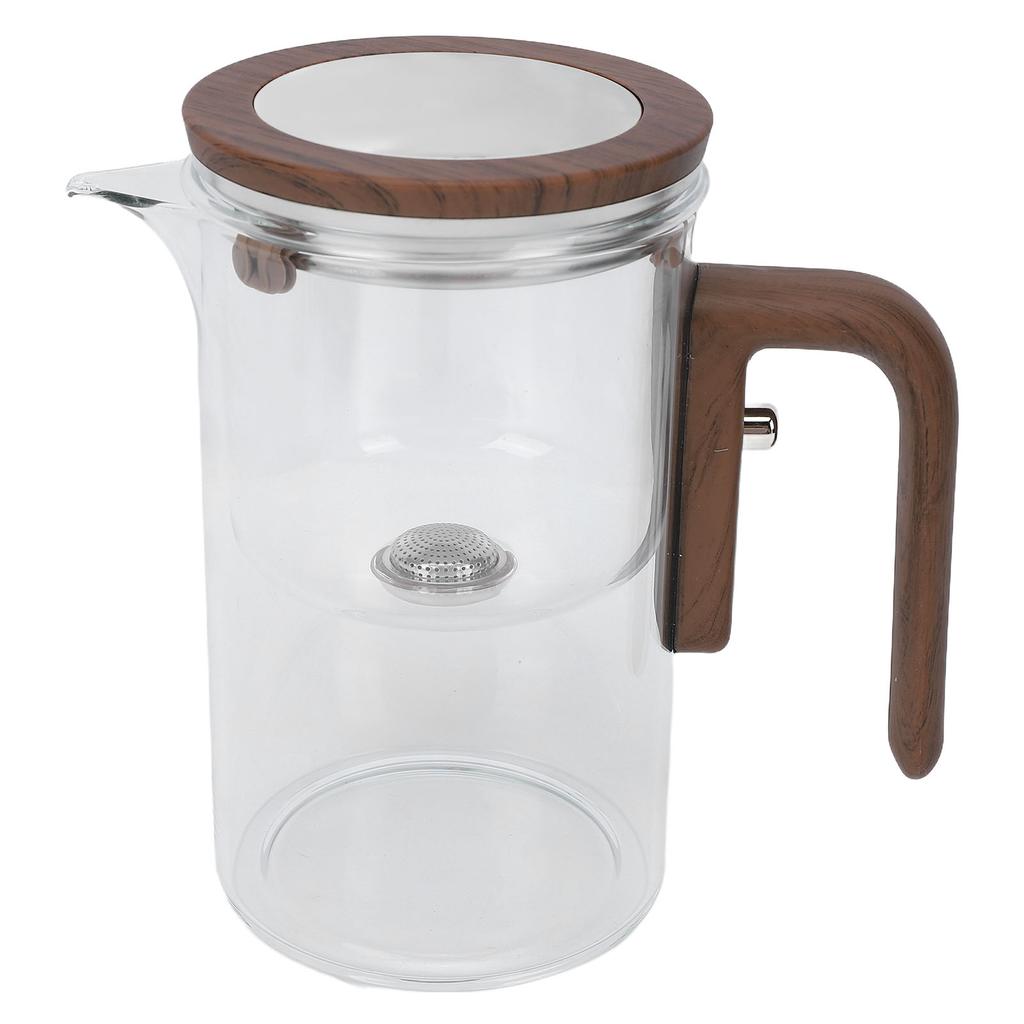 Glass Teapot with Strainer 600ml Magnetic Water Separation Tea Pot with Wooden Handle 2 Cups for Home Restaurant
