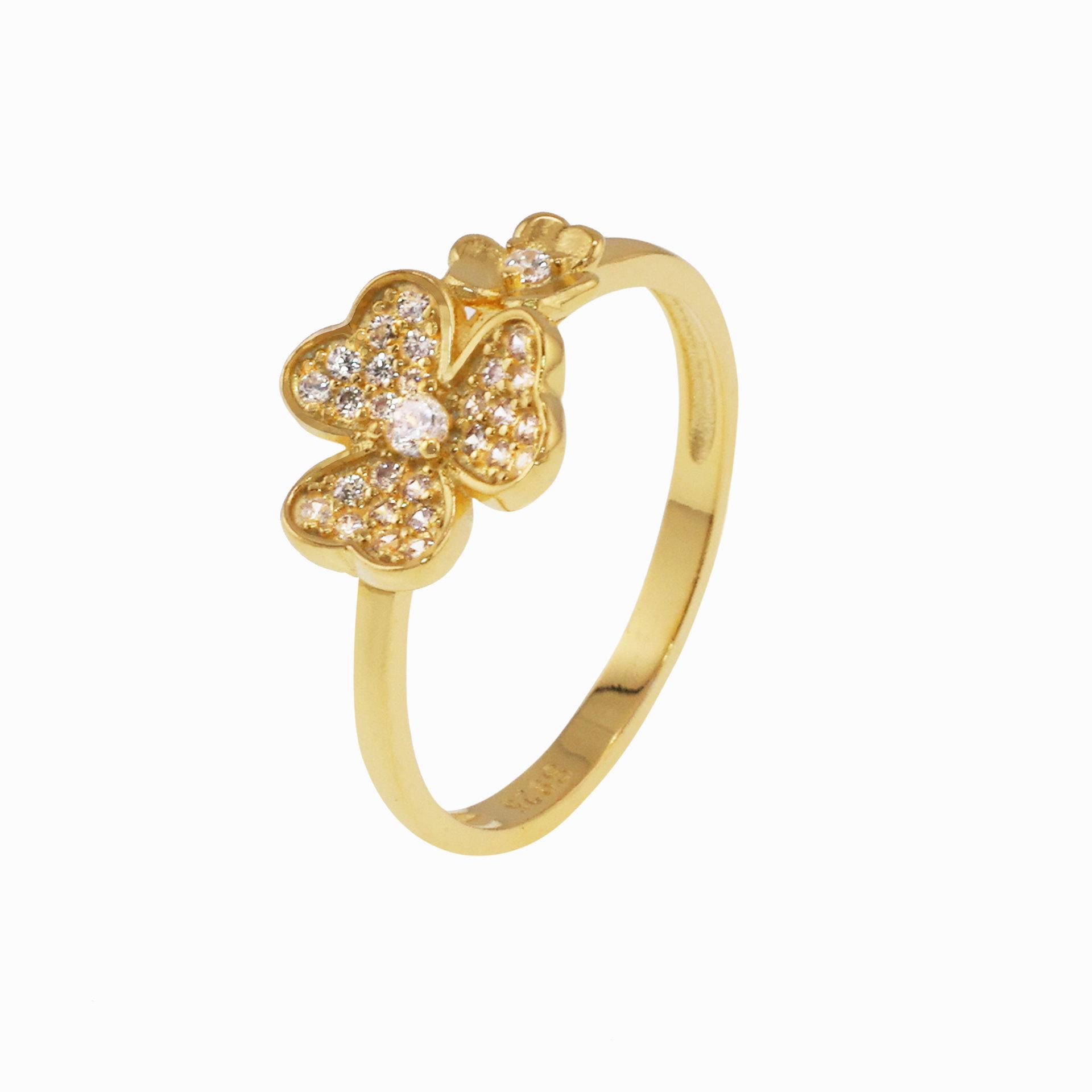 New Arrival: Zhenxing s925 Gold Clover Sterling Silver Ring - Women s Luxury High-End Design Size 6