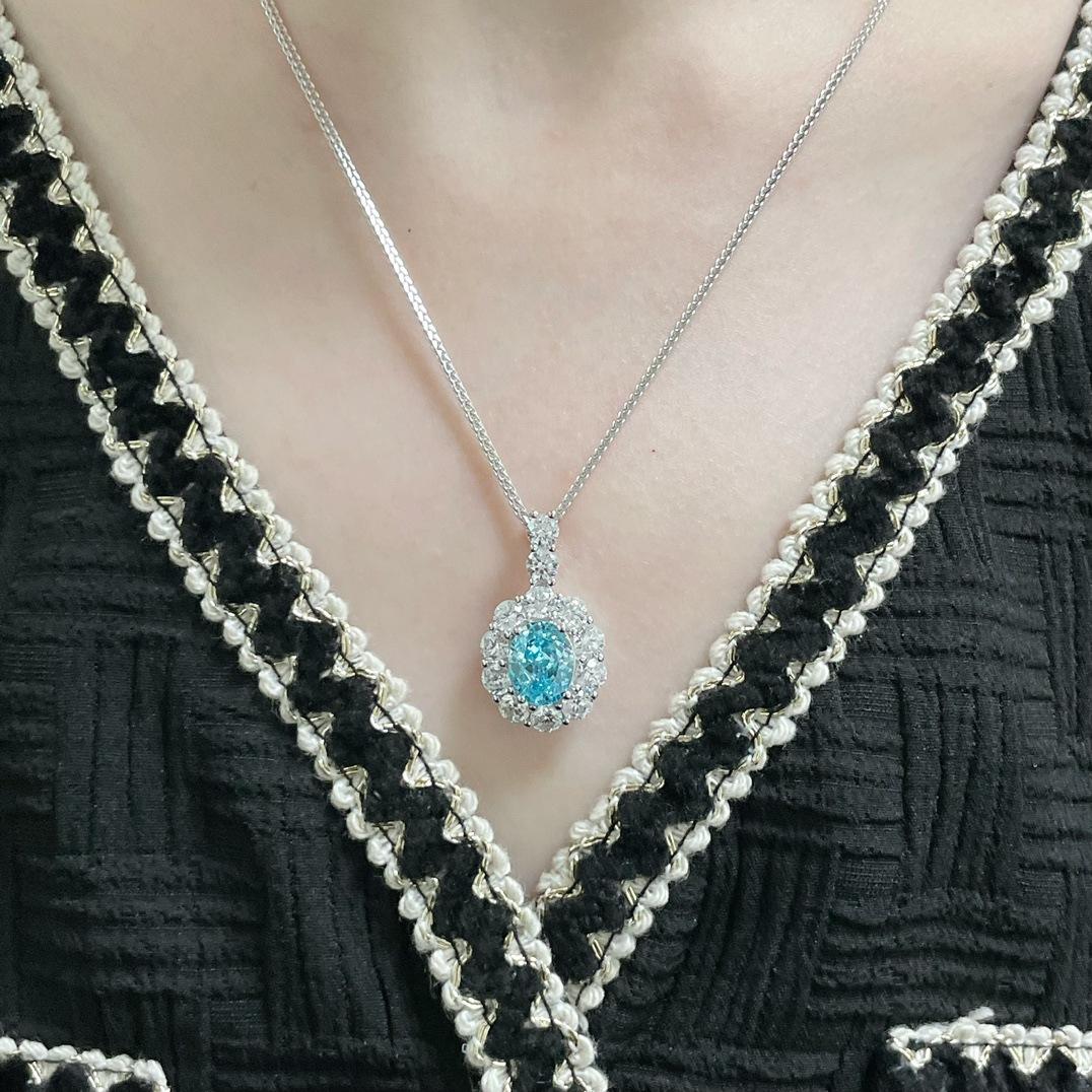 

Колье с голубым бриллиантом в виде ледяного цветка, высококачественное модное колье Seiko в европейском и американском стиле, высококачественные ювелирные изделия