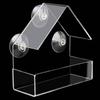 Bird Feeder Acrylic transparent Bird Food Bowl with suction cup, removable and easy to clean 6 inches x 6 inches x 2.8 inches