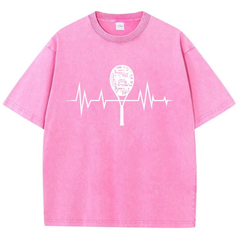 Women Electrogram Of Tennis Racket Print Tee Shirt Male Cotton Soft T Shirt Originality Breathable T-Shirts Clothes