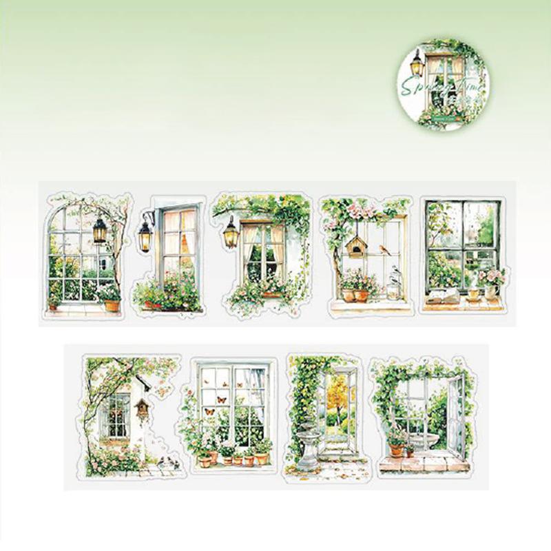 

1 Roll 60mm*2m Sticker Tape Spring Garden Girl PET Die-Cut Tape Scrapbook DIY & Handbook For Phone Case Notebook Decoration