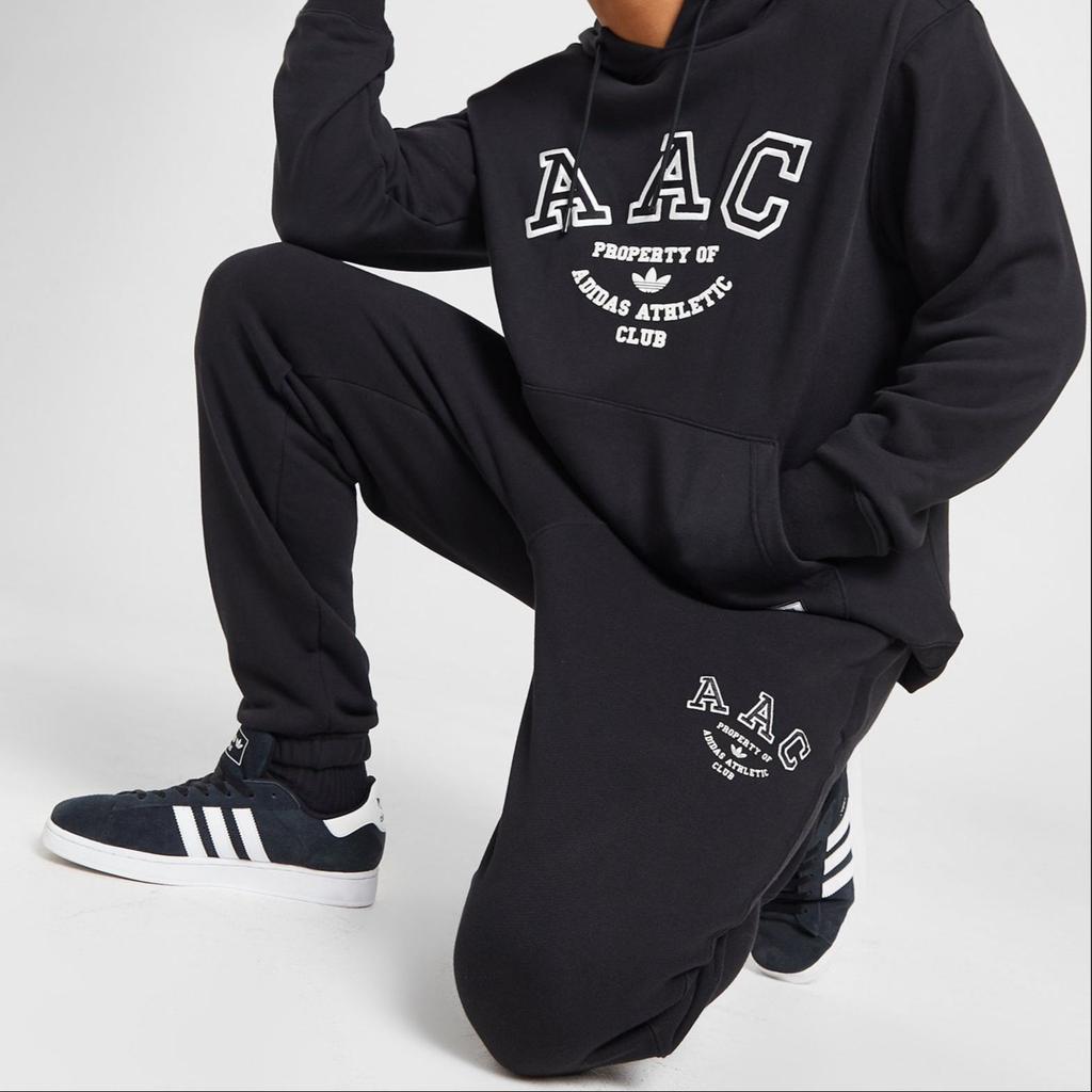 Adidas Originals Trefoil Embroidered Logo Sweatpants with Drawstring Cuffs Men Bottoms Black HZ0698