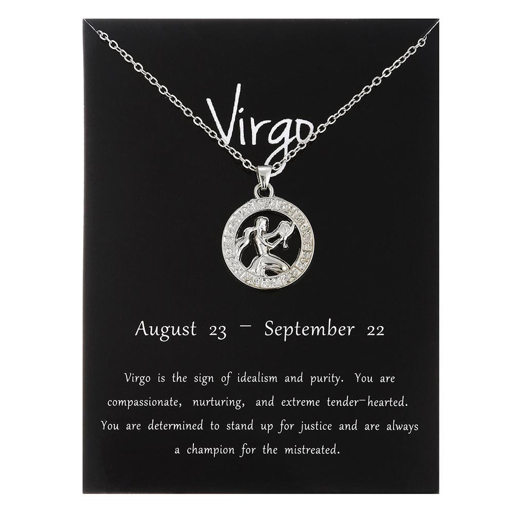 24 Tipuri de Bijuterii Aur Roz Zodiacul Cele Douăsprezece Pandantiv Colier Circular Tridimensional