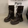 Winter Women Biker Boots Fashion Belt Buckle Ladies Elegant Platform Flats Short Booties Casual Women's Knight Booties  New