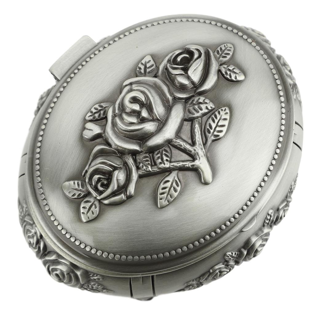 Jewelry Box Retro Metal Oval Shaped Jewelry Storage Box for Necklace Ear S