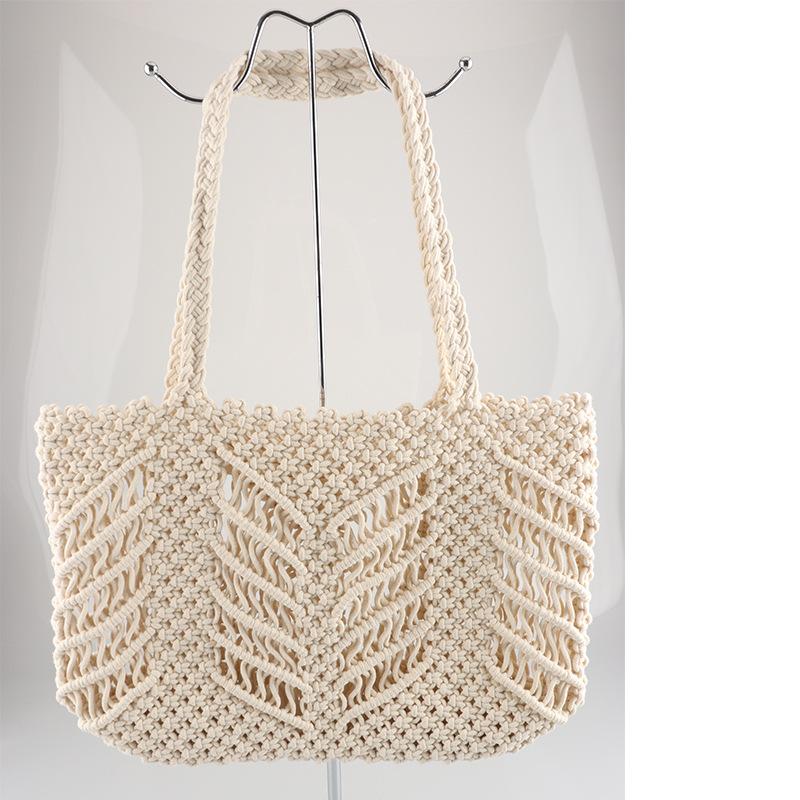 Плетеная сумка-тоут из веревки ручной работы Женская сумка Ажурная плетеная пляжная сумка для женщин Дизайнерская сумка через плечо Бохо Вязаная сумка-шоппер Кошельки