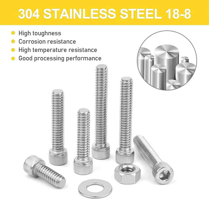 180 stainless steel cup head hexagonal bolt, nut, washer set combination