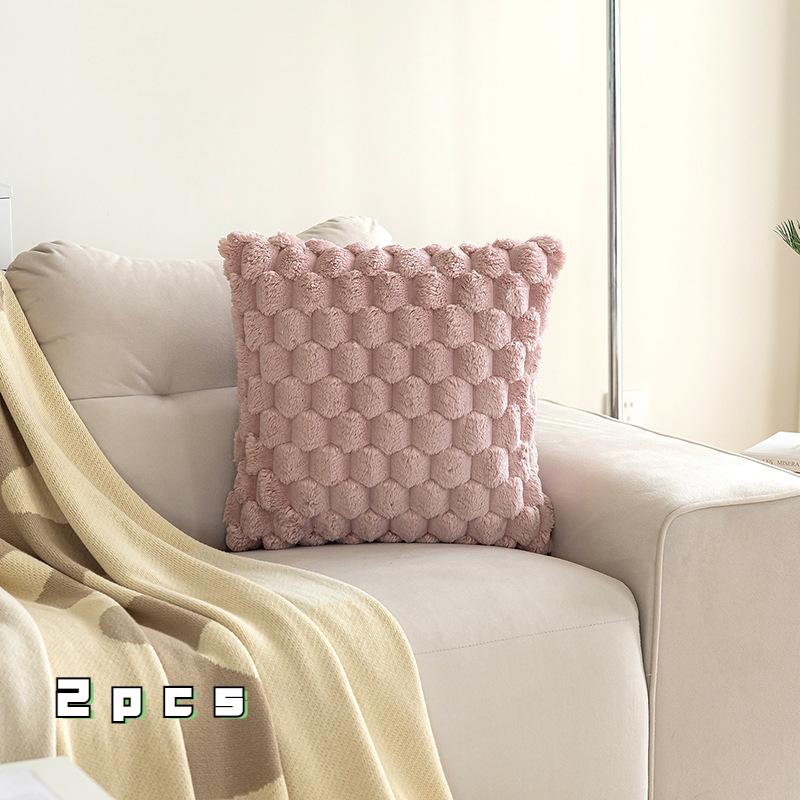 2pcs Plush Pillowcase Solid Color Back of Turtle Velvet Three-Dimensional Sofa Pillow Cases Bedroom Ornament Pillow (without Pillow Core)