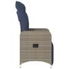 Adjustable Garden Lounge Chair with Cushions Grey Poly Rattan