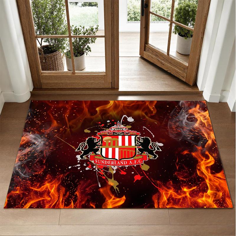Sunderland Football Design Crystal Velvet Rug Soft Decorative Mat for Bedroom Entrance
