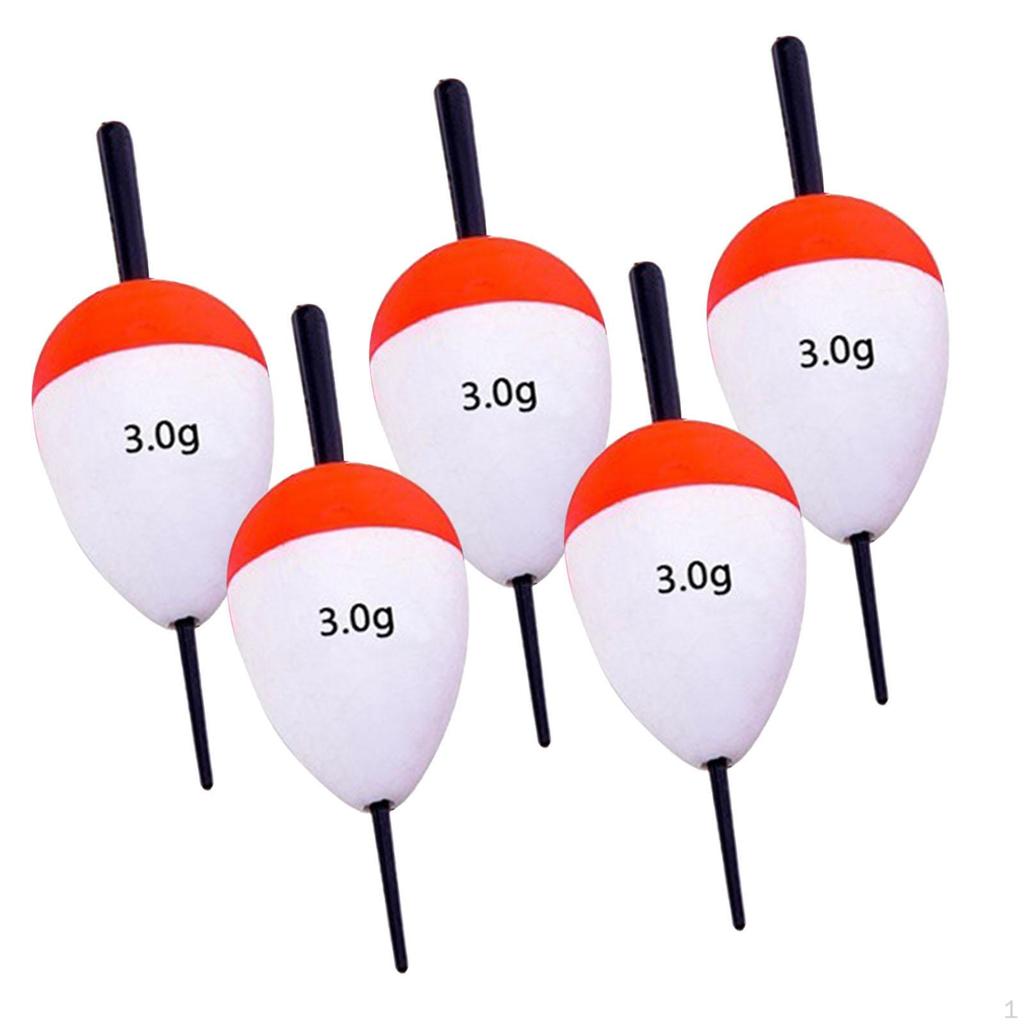 5 Brightly Colored Oval Shaped EVA Foam Fishing Buoys, High Buoyancy for Trout, Catfish, Bass And