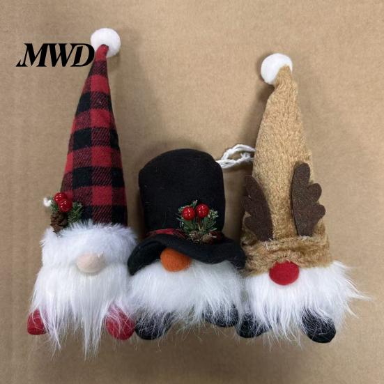 Winter Festival Decorations Christmas Gnome Figurine, Snowflake Knit Hat LED Light Up Rudolph Living Room Wall Decor Doll, Nordic Noel Plush Ornament