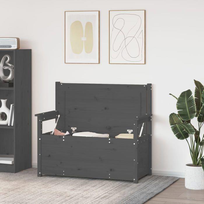 VidaXL Banc Siège de Salon Banc d'Entrée Banc de Rangement Meuble de Salle de Séjour Maison Intérieur Gris 112,5x51,5x96,5 823561