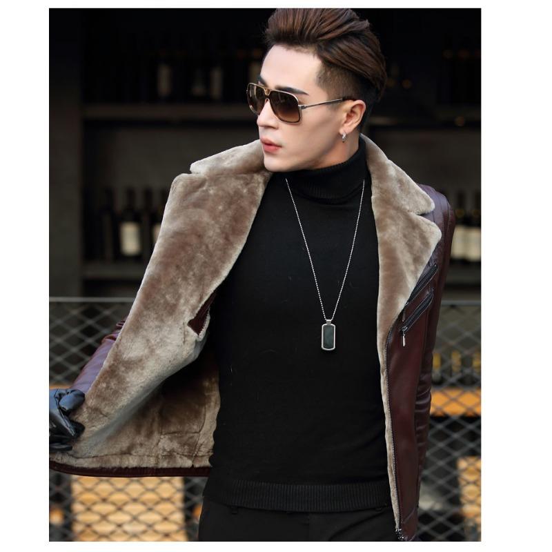 New Winter Leather Jacket Men's PU Sports Jacket Men's Slim Fit Casual Sports Jacket Men's Suit Collar Coat
