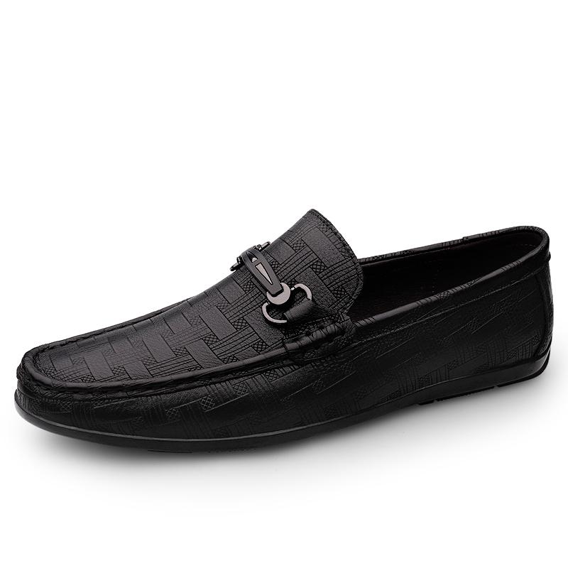 

Fashion New Arrival Black Loafers Men s Genuine Leather Slip on Flats High Quality Male Business Shoes Soft Sole Casual Shoes Moccasin 45