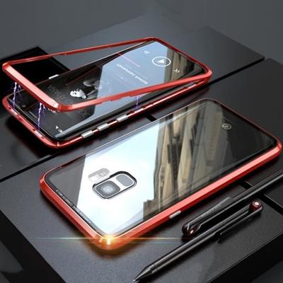 Case - Samsung - Galaxy S8 Plus - Red - Tempered Glass - Cover with Integrated Magnet